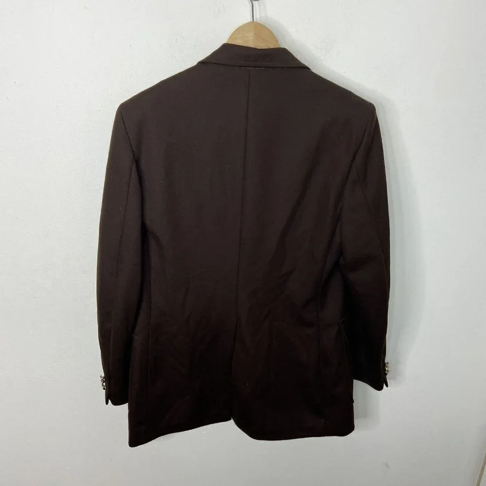 Vintage Sears 70s Disco Polyester Men‎ 40 Brown Blazer Sports Coat Hipster